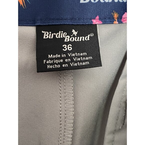 Birdie Bound Gray Shorts Men's Size 36 Flat Front Summer Beach Fun Golf - Picture 6 of 7